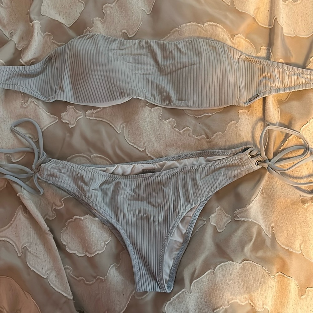 light blue, victoria secret pink bikini